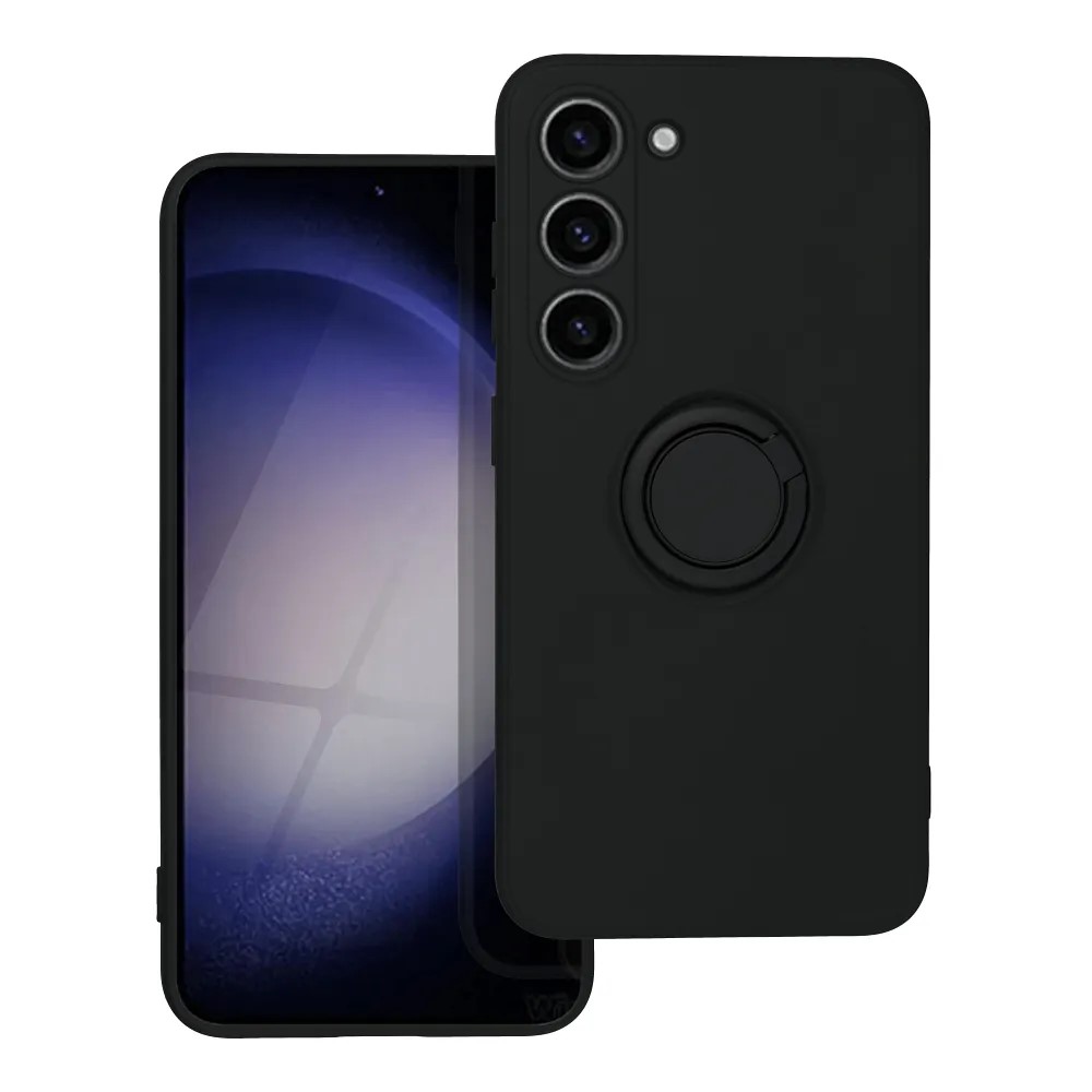 Husa Protectie cu Inel din Silicon Soft Samsung S23 - Negru - 2 | YEO